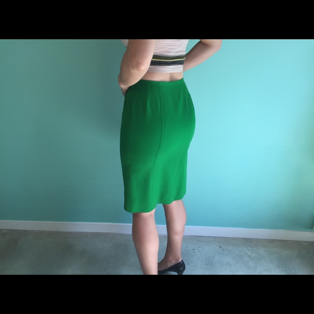 Vintage Kelly Green Celine Skirt with Gold Buttons - Picture 6 of 14